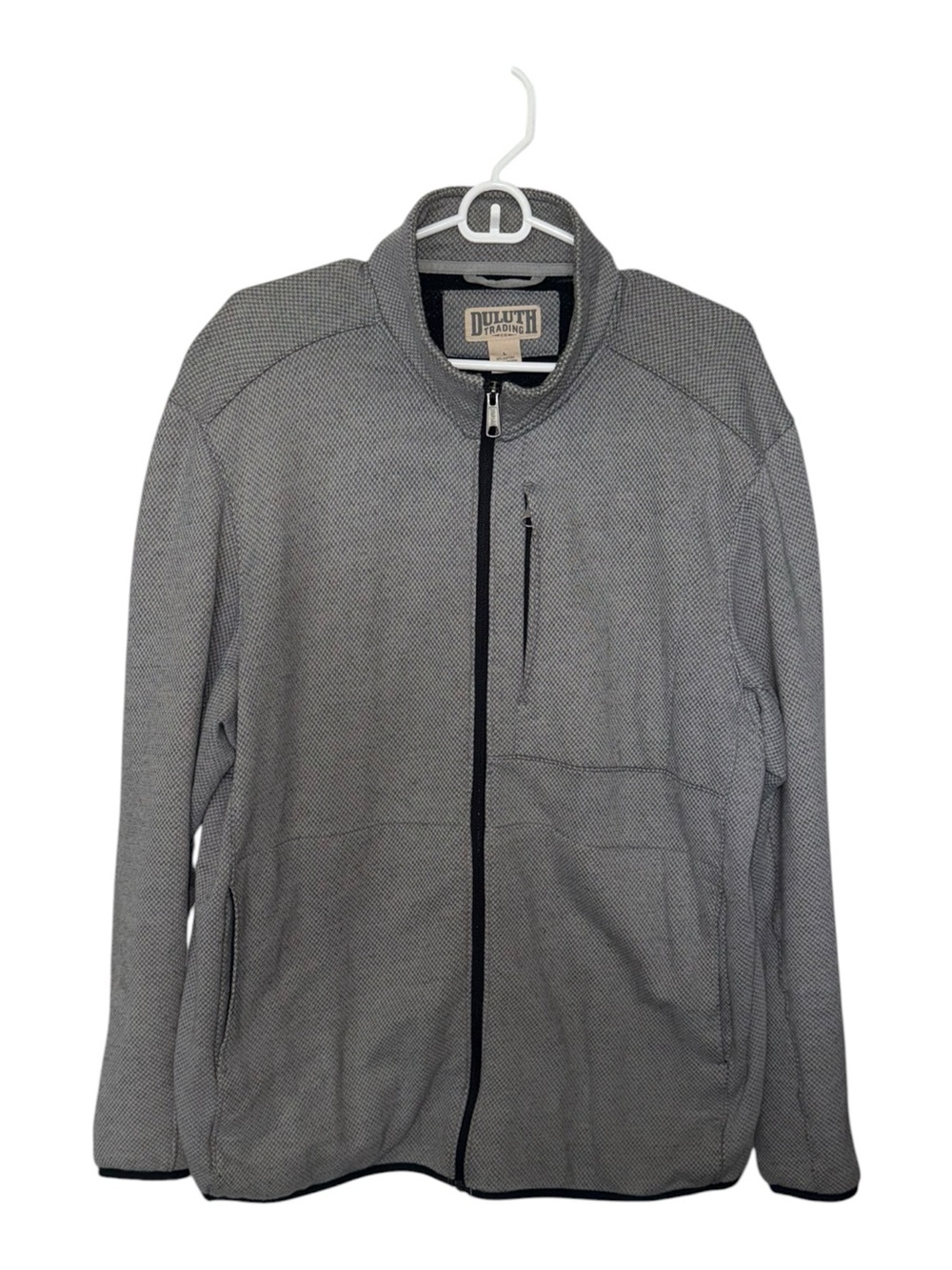 Duluth Trading Co Light Gray Textured Full-Zip Sweater Jacket L
